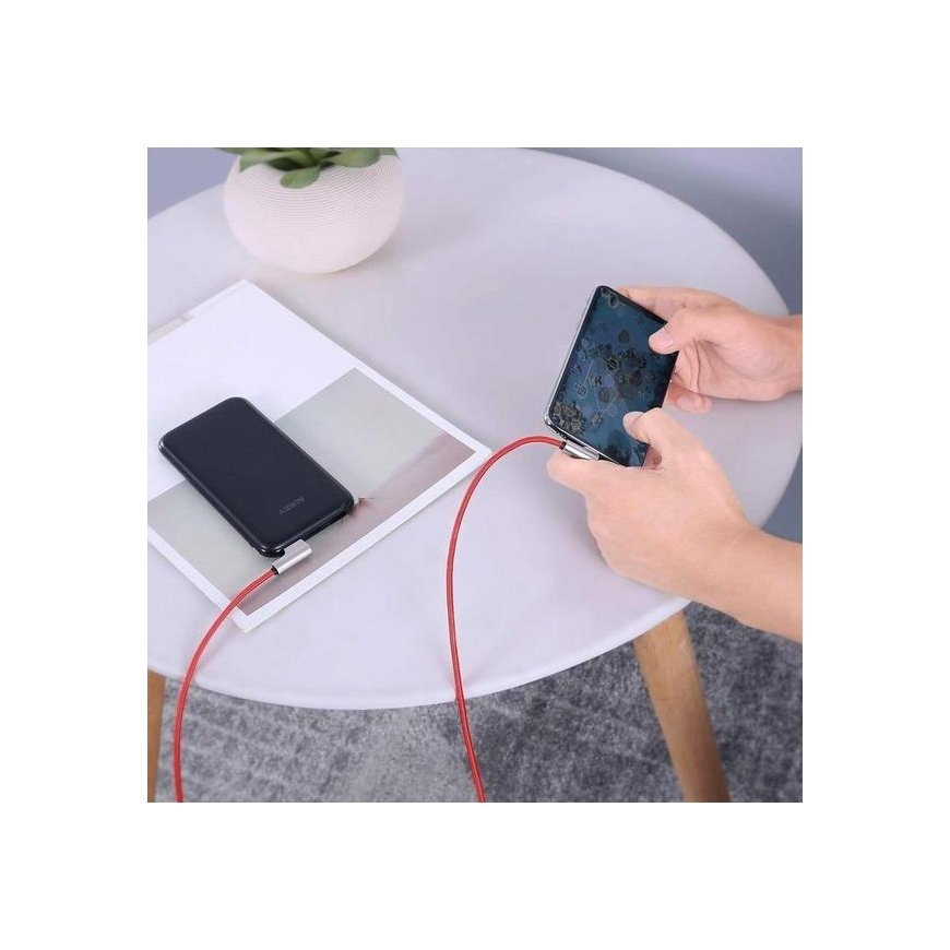 Aukey cb-al01 red oem nylon usb to lightning cable | 2m | 90 degree plugs | mfi certificate – 4