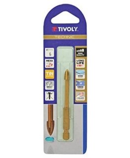 Tivoly Stiklo ir keramikos plytelių grąžtas, keturių briaunų, 1/4" HEX kotelis, Ø5mm
