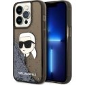 Karl Lagerfeld dėklas, skirtas iPhone 14 Pro 6,1" KLHCP14LLNKHCK juodas kietas dėklas Glitter Karl Head