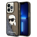 Karl Lagerfeld Case for iPhone 14 Pro 6.1" KLHCP14LLNKHCK Black Hard Case Glitter Karl Head