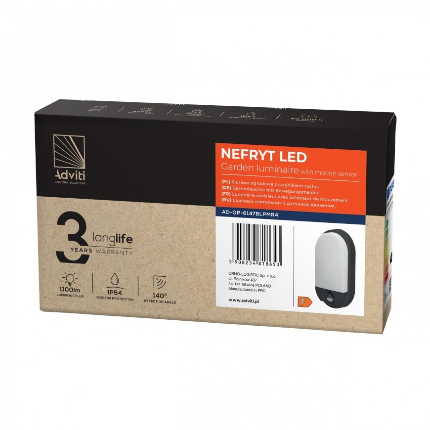 Wall lamp Orno NEFRYT LED 15W, oprawa ogrodowa with motion sensor, 1100lm, IP54, 4000K, black – 2