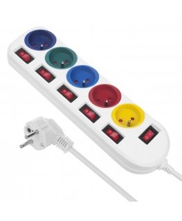 div class"int_ce_html"Maclean power line, 5 outlet extension, with switches, 250VAC/10A, 1.5 m, MCE204 M/W/div