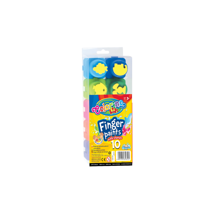 COLORINO Kids dažai piešimui pirštais su antspaudais ,10 spalvų, 18395PTR – 2
