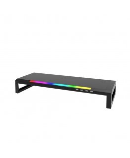 Bracket Marvo monitor stand, DZ-01, 4x USB Hub 2.0, black, plastic, 20 kg load capacity, Marvo, rainbow lighting