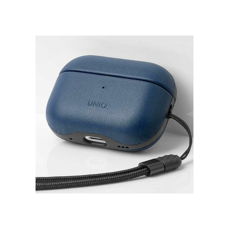 Ausinės Uniq Dėklas UNIQ Terra Apple AirPods Pro 2 Genuine Leather mėlynas/space mėlynas – 3