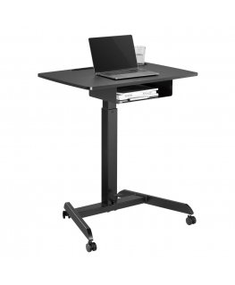 Desk Maclean laptop table, adjustable height, with drawer, black for standing and sitting work, maximum height 113 cm - 8kg max,