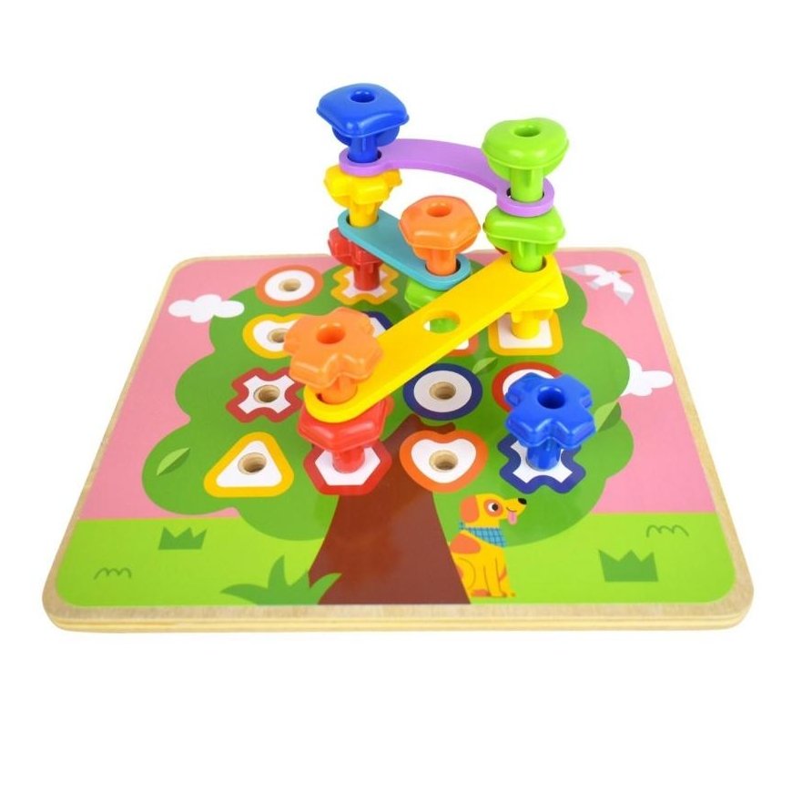 Tooky Toys TOOKY TOY Daugiafunkcinis lentos rinkinys iš spalvingų varžtų, mokančių formų – 3