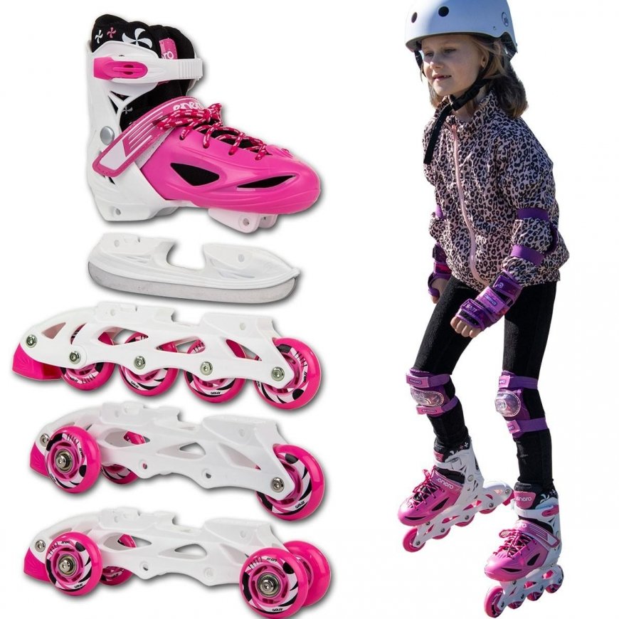 Inline ŁYŻWOROLKI - WROTKI - ŁYŻWY 4W1 ENERO 30-33 RÓŻOWE – 5