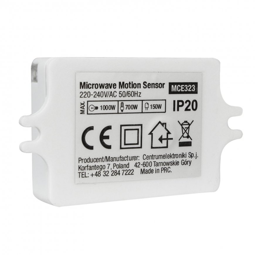 Maclean Energy MCE323 mikrobangų judesio jutiklis PIR LED prieblandos jutiklis, reguliuojamas šviesos intensyvumas 10 m – 5