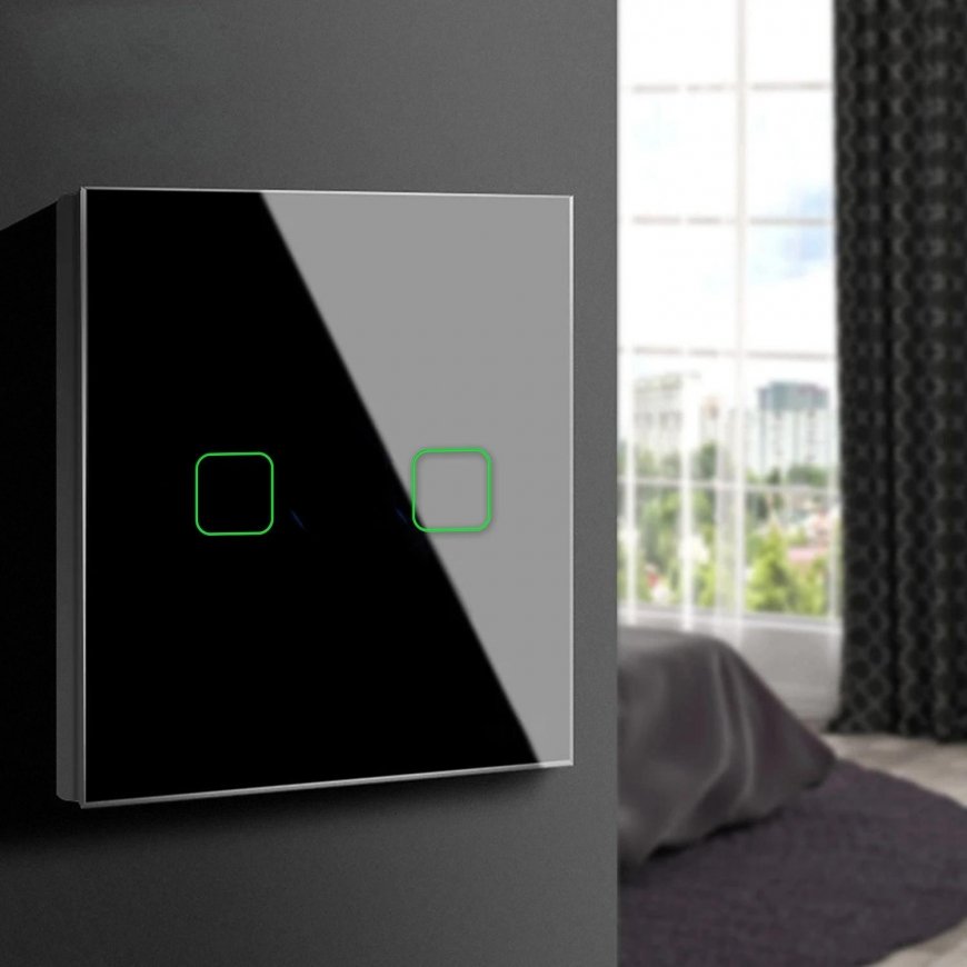 Maclean Smart WiFi 2 kartus jutiklinis šviesos jungiklis, suderinamas su Tuya APP sieniniu jungikliu Stiklinis jungiklis su keič – 2