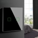 Maclean Smart WiFi 2x Touch Light Switch Compatible with Tuya APP Wall Switch Glass Switch with Changeable LED Backlight Recesse