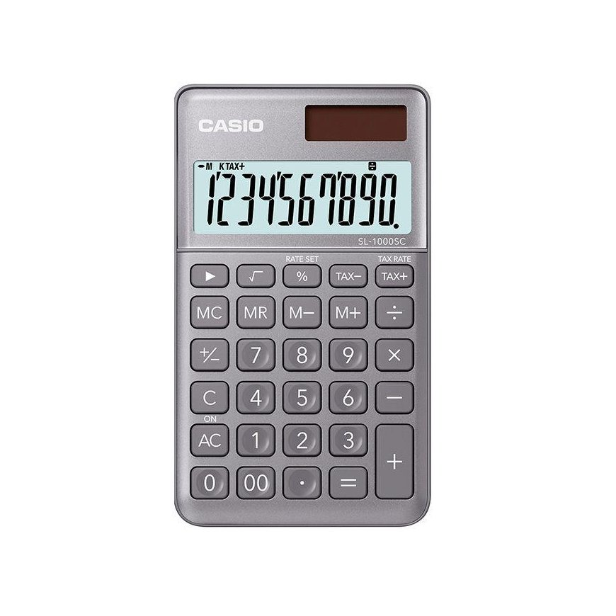 Calculator CASIO SL-1000SC, 120x71x9 mm, glossy gray color