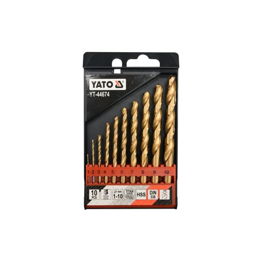 Grąžtas Yato grąžtai metalui, cilindrinis titanas 2 7 4 5 1 3 6 10 8 9 mm rinkinys (YT-44674)