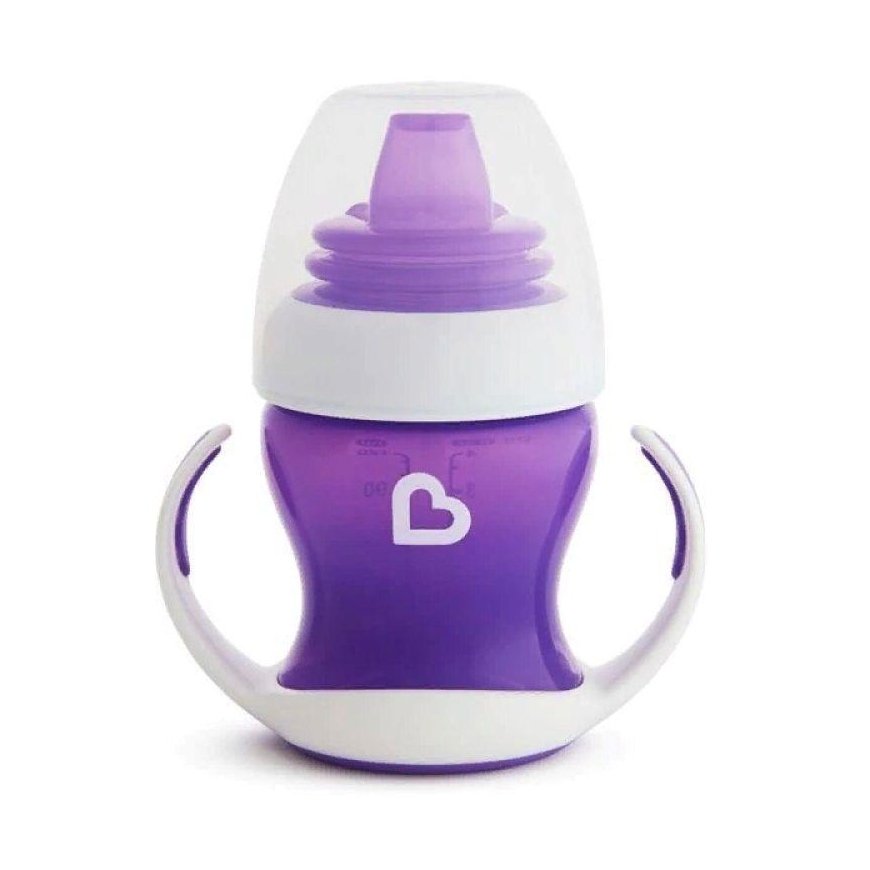 MUNCHKIN Learning Drinker with Handles and Soft Spout, Gentle Transition, Purple, 4mths+, 118ml, 012550WWW