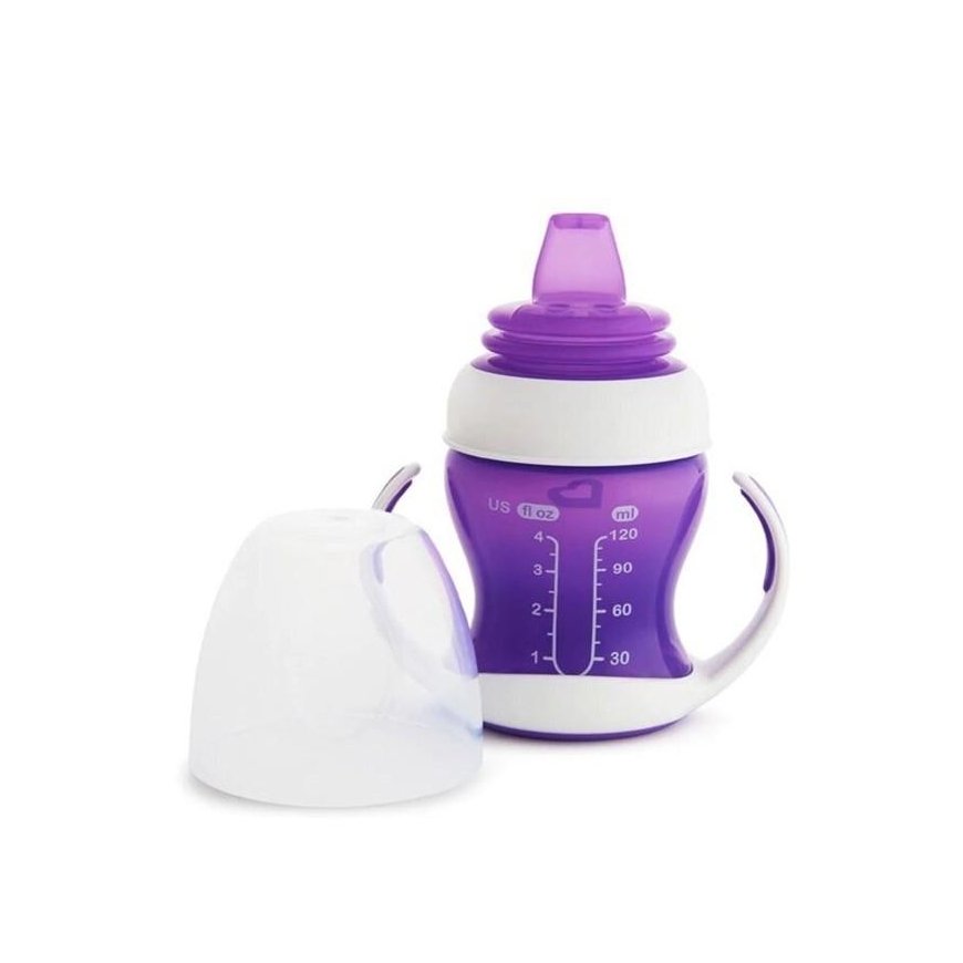 MUNCHKIN Learning Drinker with Handles and Soft Spout, Gentle Transition, Purple, 4mths+, 118ml, 012550WWW – 2