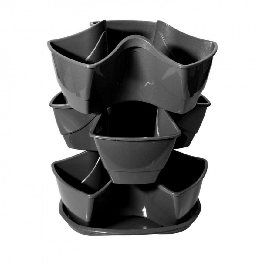 Prosperplast Triple pot for herbs Coubi Herbal anthracite