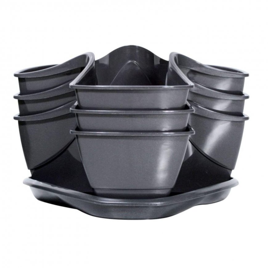 Prosperplast Trigubas puodas žolelėms Coubi Herbal antracitas – 2