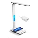 Media-Tech LEDITOU – Energy-saving LED desk lamp with 15W QI wireless charger. Illuminated alarm clock with °C/°F thermometer, 3