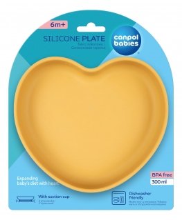 CANPOL BABIES silicone plate with attachment, 6 months+, HEART, 80/309_yel