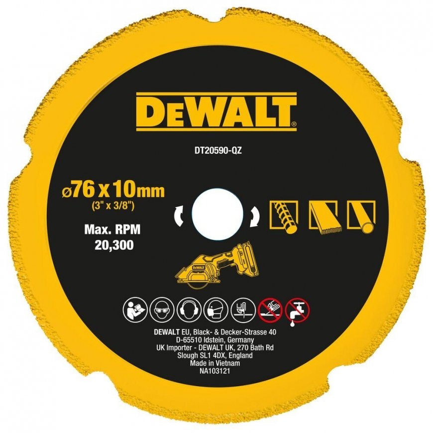 diamond disc 76 mm DEWALT [DT20590-QZ] for cutting plasterboard, metal
