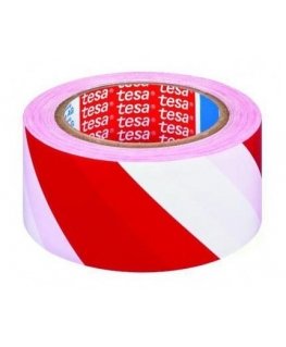 Įspėjamoji lipni juosta Tesa, 33 m 50 mm, balta/raudona
