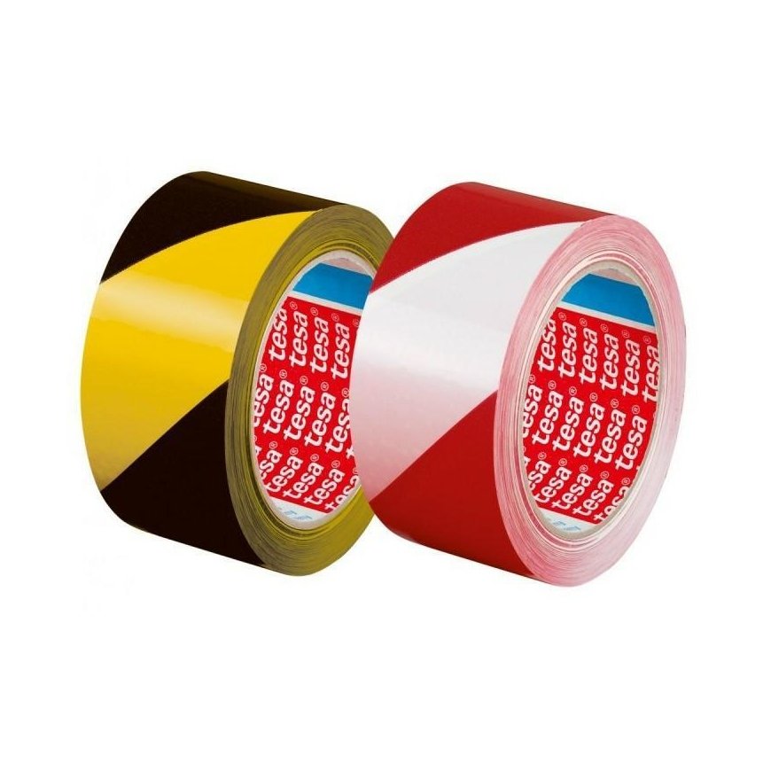 Warning tape Tesa, 33 m 50 mm, white/red – 3