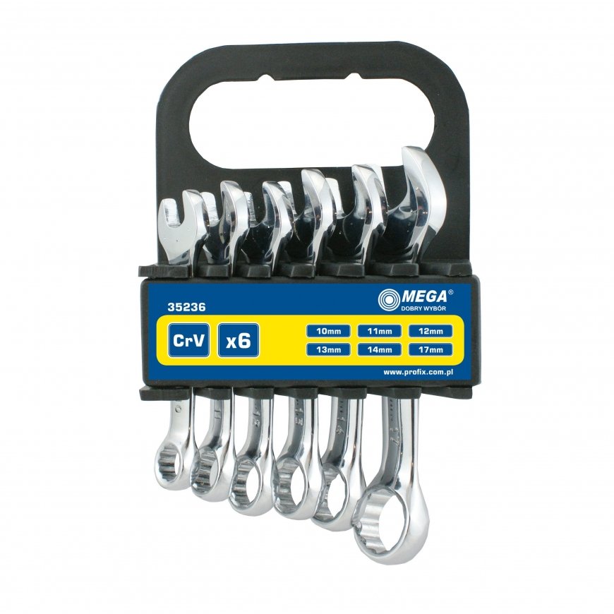 35236 Short combination wrenches CrV set of 6 pieces, 10-17mm, Mega