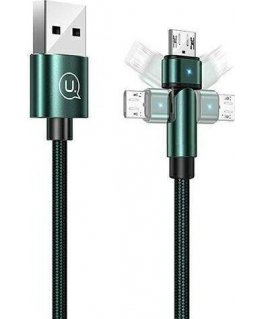 USAMS Cable pleciony rotating U60 2A microUSB green|green 1m SJ478USB02 (US-SJ478)