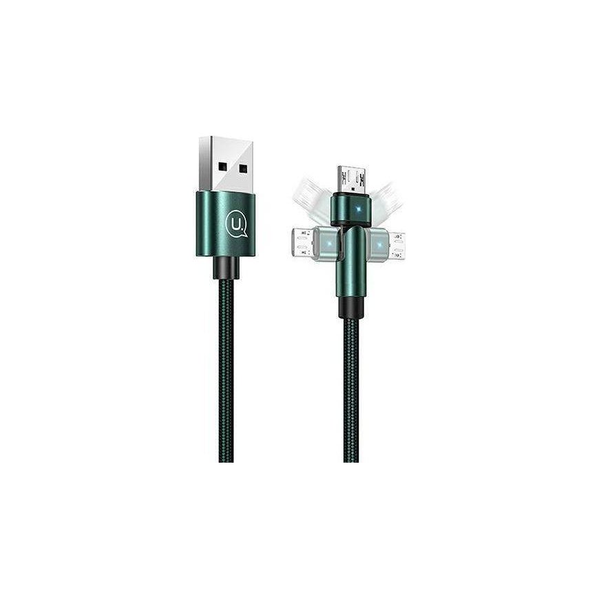 USAMS Kabelis pleciony sukamasis U60 2A microUSB žalias|žalias 1m SJ478USB02 (US-SJ478)
