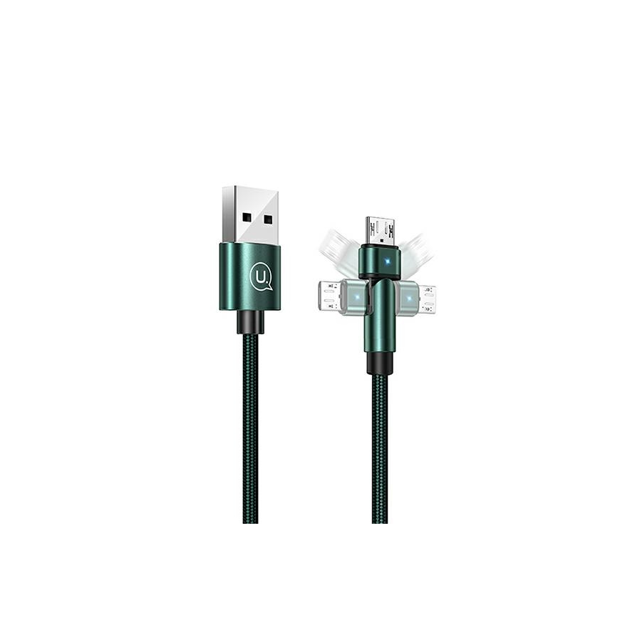 USAMS Cable pleciony rotating U60 2A microUSB green|green 1m SJ478USB02 (US-SJ478) – 2