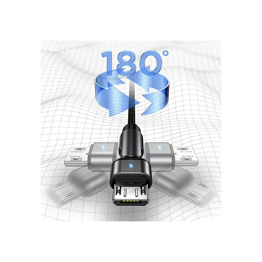USAMS Cable pleciony rotating U60 2A microUSB green|green 1m SJ478USB02 (US-SJ478) – 4
