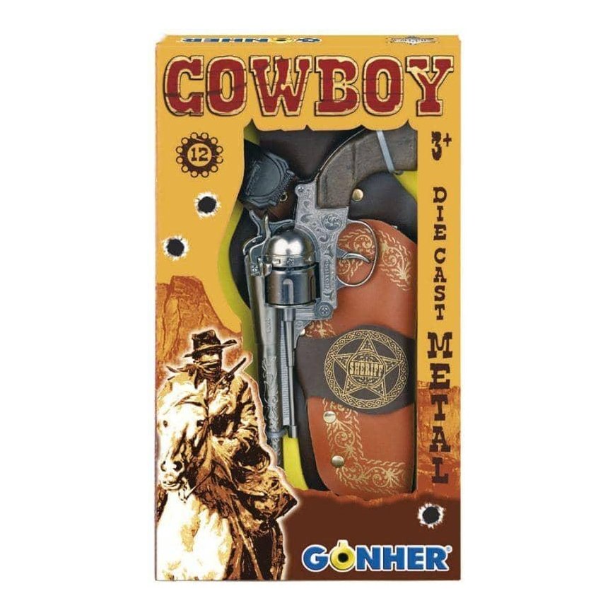 Pulio Metal cowboy revolver with case