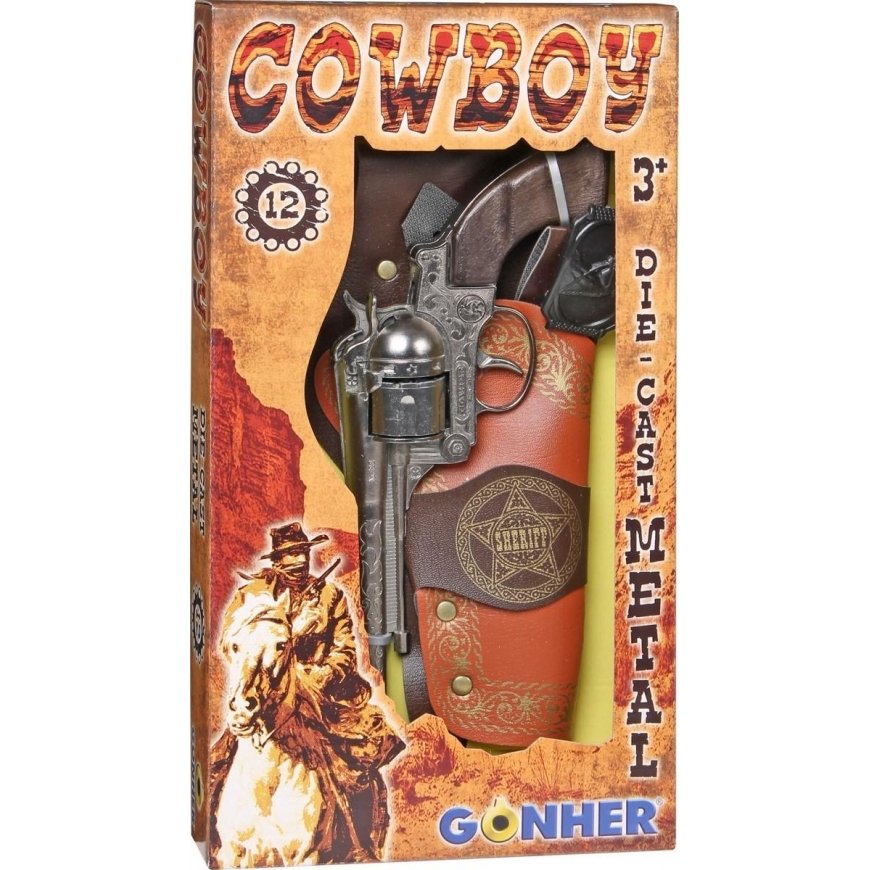 Pulio Metal cowboy revolver with case and belt 149/0 Gonher – 3