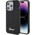 Guess - iPhone 15 Pro HC PU DISCO SCRIPT METAL Black