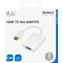 Deltaco 00100029 video kabeļu aksesuārs 0,2 m HDMI Type A (Standard) VGA (D-Sub) Balts Deltaco 00100029 video kabeļu aksesuārs 0,2 m HDMI Type A (Standard) VGA (D-Sub) Balts