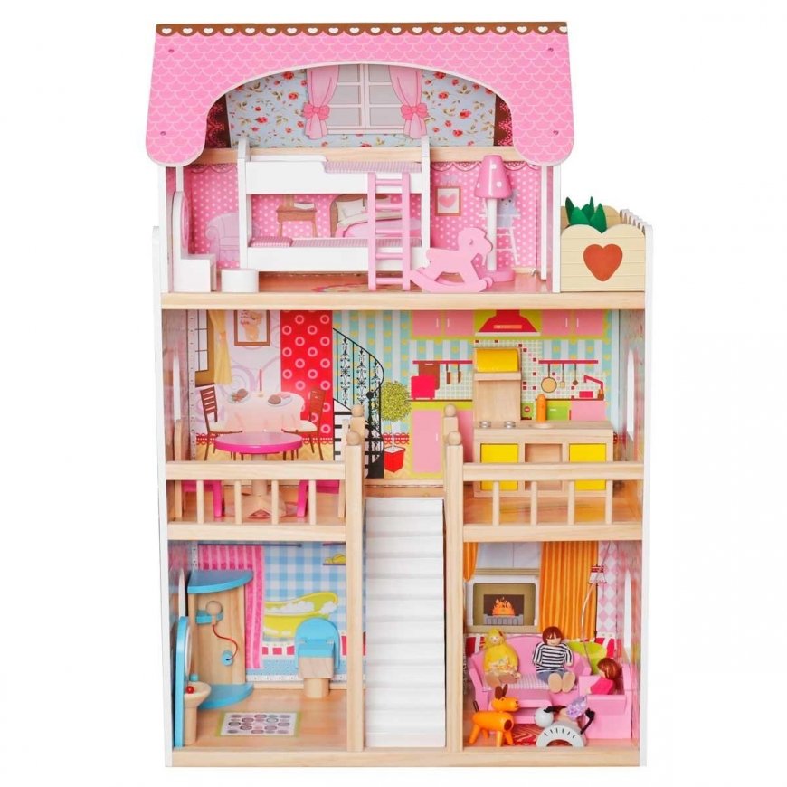 Enero Toys Medinis lėlių namelis 60x33x90 cm – 4