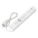 Orno Surge protection 5 sockets 2P+Z type EasyEject, cable 1.5m (3x1.5mm2), with illuminated switch and 2 fast USB A + C charger Orno Surge protection 5 sockets 2P+Z type EasyEject, cable 1.5m (3x1.5mm2), with illuminated switch and 2 fast USB A + C charger