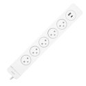 Orno Surge protection 5 sockets 2P+Z type EasyEject, cable 1.5m (3x1.5mm2), with illuminated switch and 2 fast USB A + C charger Orno Surge protection 5 sockets 2P+Z type EasyEject, cable 1.5m (3x1.5mm2), with illuminated switch and 2 fast USB A + C charger