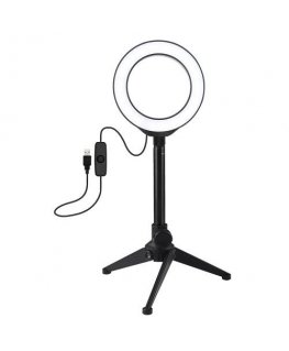 Puluz LED žiedinė lempa 12cm, su trikoju staliniu stovu iki 21.8cm, USB,