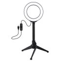 Puluz LED žiedinė lempa 12cm, su trikoju staliniu stovu iki 21.8cm, USB, Puluz LED žiedinė lempa 12cm, su trikoju staliniu stovu iki 21.8cm, USB,