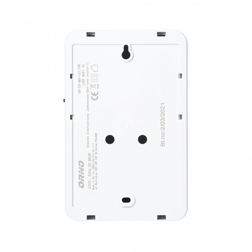 Orno Wired electronic one-tone doorbell LARK MAXI AC, 230V, snow white – 4