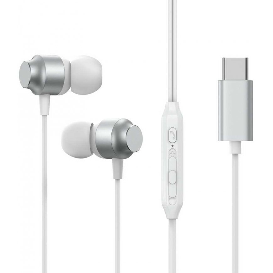 Ausinės Joyroom JR-EC06 Type-C sidabrinės