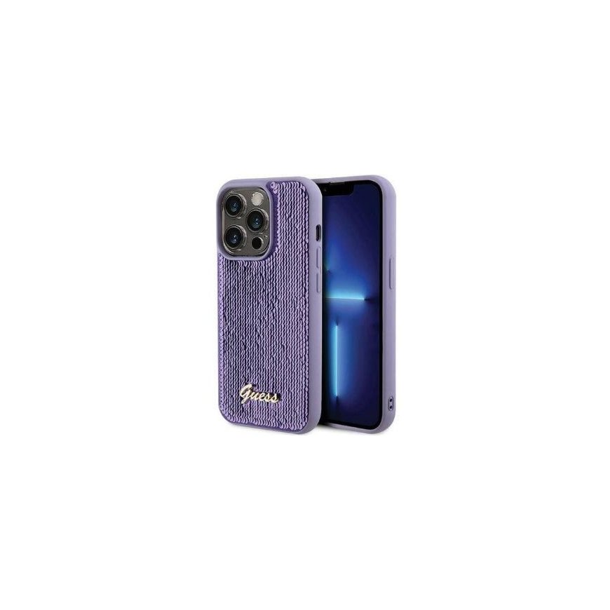 Guess Apple iPhone 15 Pro HC SEQUIN SCRIPT METAL Purple