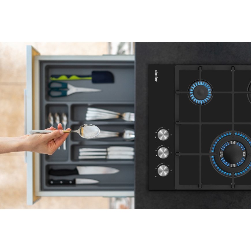 Simfer Hob H4.305.HGSSP Gas on glass, Number of burners/cooking – 3