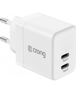 Įkroviklis Crong Įkroviklis jungiama į tinklą Crong Utra Compact GaN 35W PD 3.0 2x USB-C (balta)