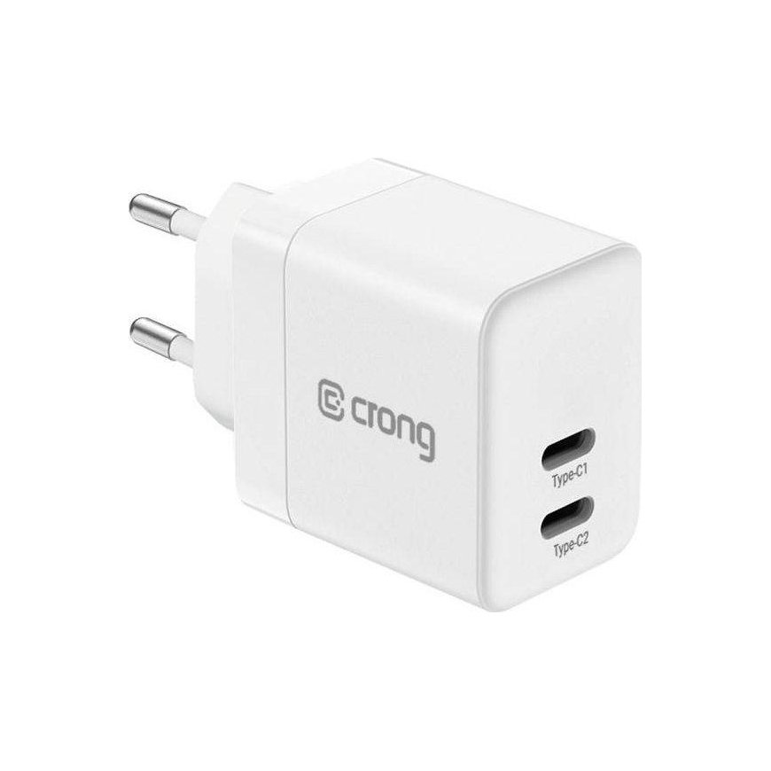 Charger Crong Charger connected to the network Crong Utra Compact GaN 35W PD 3.0 2x USB-C (white)