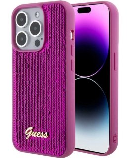 Case Guess Sequin Script Logo Case for iPhone 15 Magenta