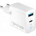 TelForceone Forever TC-06-45AC GaN PD QC charger 1x USB-C 1x USB 45W baltas TelForceone Forever TC-06-45AC GaN PD QC charger 1x USB-C 1x USB 45W baltas