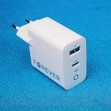 TelForceone Forever TC-06-45AC GaN PD QC charger 1x USB-C 1x USB 45W baltas TelForceone Forever TC-06-45AC GaN PD QC charger 1x USB-C 1x USB 45W baltas