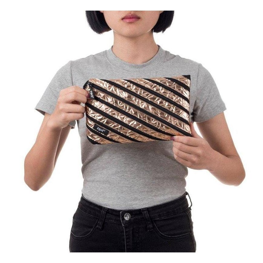 Pencil case ZIPIT Metallic Jumbo Pouch, ZTJ-MT-1, Bronze – 3